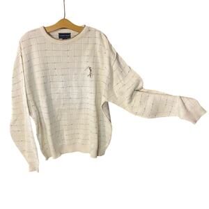 Vintage fairway sport Cream Sweater with golfer 100% cotton USA made men’s XLT